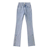 Women Jeans Slim Stretch Fastener Decoration