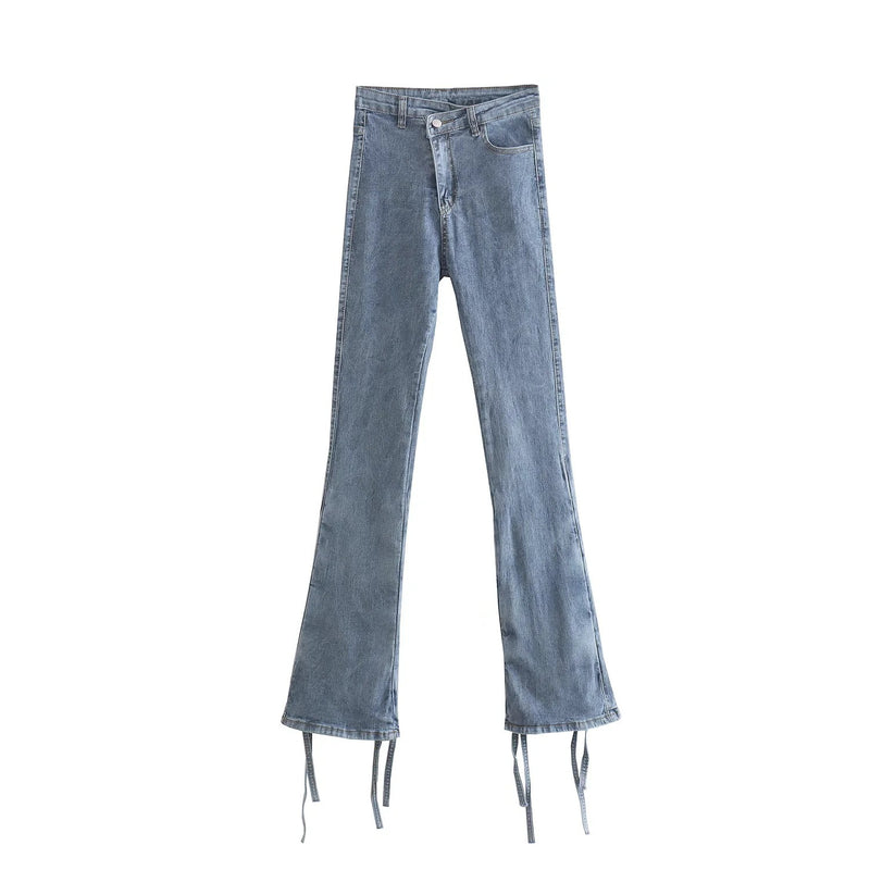 Women Jeans Bell-Bottom Pants Slim Fit Casual