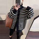 Women Knitted Cardigan Striped Knitted Cardigan Sweater