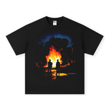 Vintage T-shirts washed and old printed short-sleeved T-shirts pure cotton