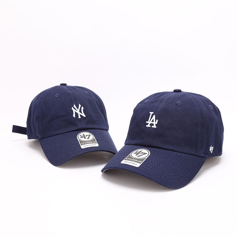 Dodgers and Yankees Baseball Cap 47brand Baseball Cap Women Navy Blue Soft Top Embroidered Peaked Cap Casual