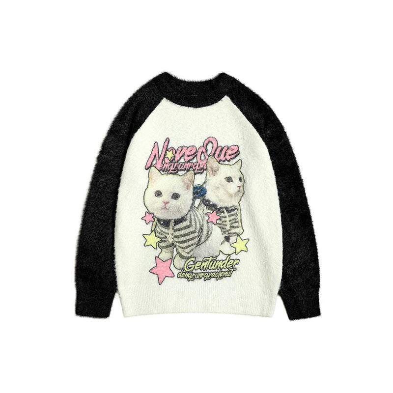 Women Sweater Sweet Style Assorted Colors Retro Loose Sweater