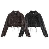 Women Jackets Cropped Leather Coat