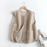 Women Vest Lamb Wool Vest Baggy Coat