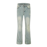 Men Jeans Ripped Rough Edges Distressed Cardigan with Buttons