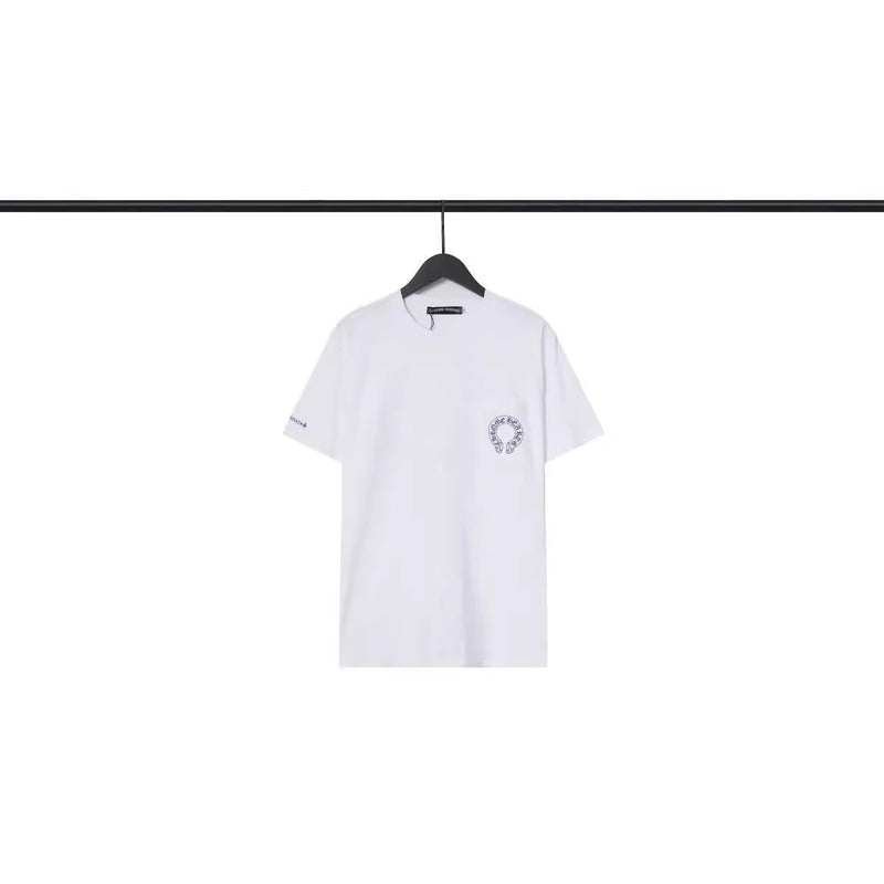 CHH Chrome Heart T Shirts Blue Cross Loose Crew Neck Short Sleeve