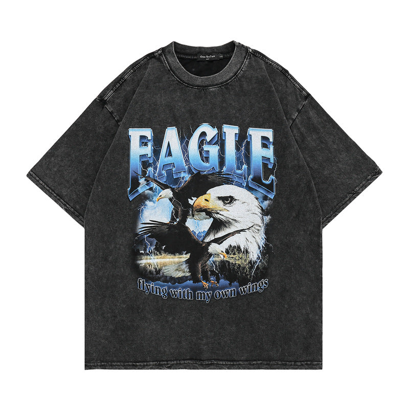 Men T-Shirt Vintage Distressed Eagle Print