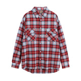 Men Long Sleeved T Shirt Spring and Autumn Plaid Shirt Coat Men's Loose Casual Long Sleeves Shirt
