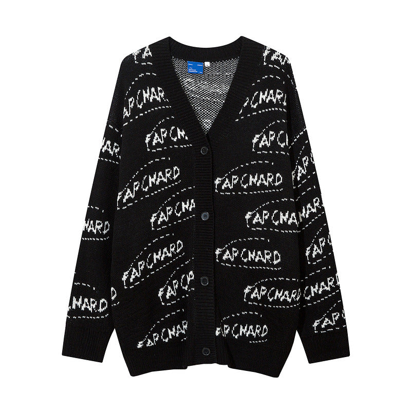 Women Sweater Full Printed Knitted Sweater Loose Cardigan