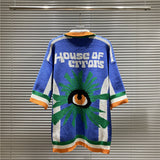 House Of Errors T-Shirt Eye of Truth Blue Five-Color Jacquard Polo Neck Knitted Sweater T-Shirt