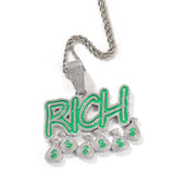 Jewelry RICH Money Bag Letter Pendant Oil Dripping Alphabet Pieces Night light Spectrum