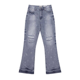 Gallery Dept Jeans with Artistic Ink Splatter and Distressed Flares