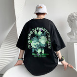 Men T Shirt Rose Pattern Retro Hiphop