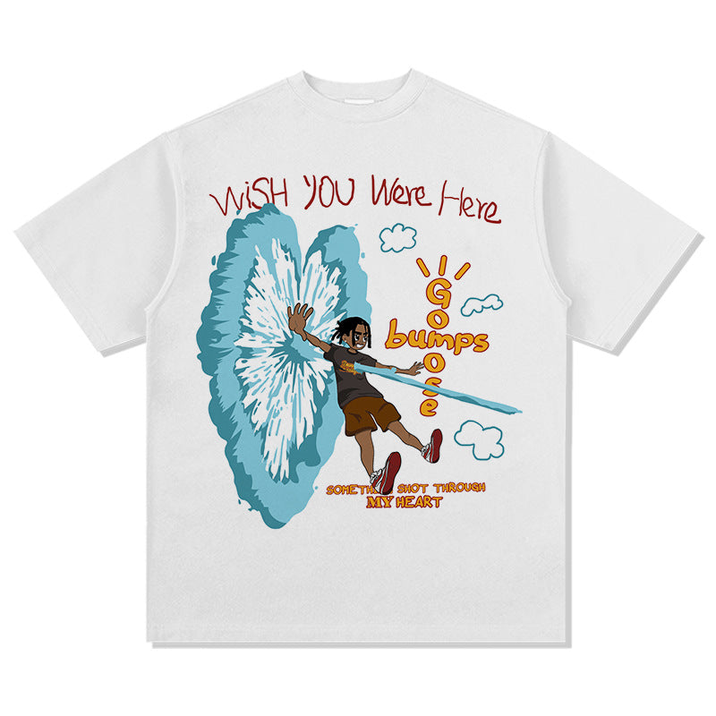 Unisex T Shirt Hip Hop Cartoon Print Short Sleeve