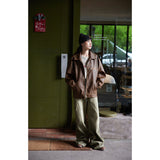 Unisex Pu Jacket Distressed PU Leather Motorcycle Jacket
