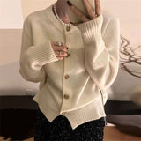 Women Knitted Diamond Cropped Sweater Coat