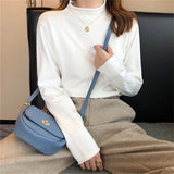 Women Pullover Sweater Loose Solid Color Sweater