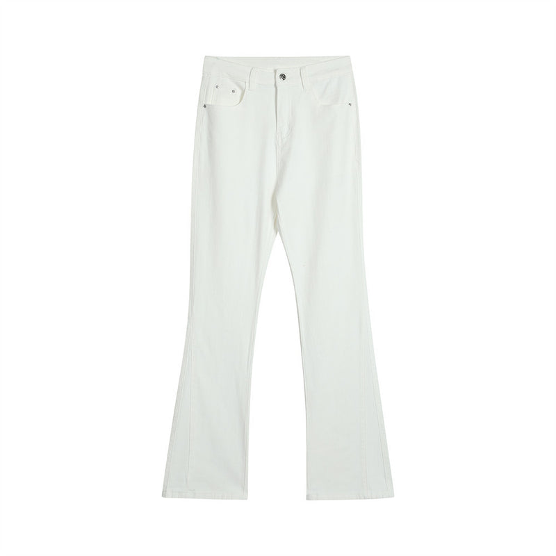 Men Jeans flared pants loose pure white