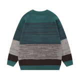 Women Sweater Retro Contrast Color Stripe Loose Couple Sweater