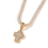 Jewelry T Square Cross Pendant Necklace Copper with Zirconium Spectrum St. Valentine's Crosses