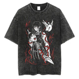 Anime Chainsaw Man Washed TShirt Men Streetwear
