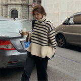 Women Pullover Sweater Striped Sweater Loose Temperament