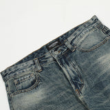 Men Jeans Loose Hole Casual Retro Wide-Leg Pants