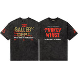 Gallery Dept T-Shirt Hand Painted Ink Splashing Alphabet Washed Retro Short Sleeve T-Shirt