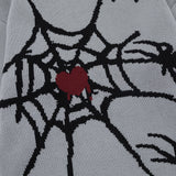 Men Sweater Spider Web Jacquard Crew Neck Sweater