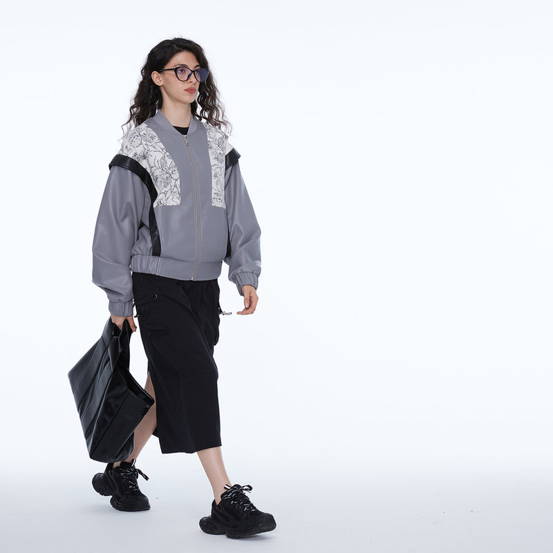 Unisex Pu Jacket Stitching PU Leather Jacket Loose