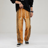 Cargo Pants Retro Patchwork Tiger Pattern Loose