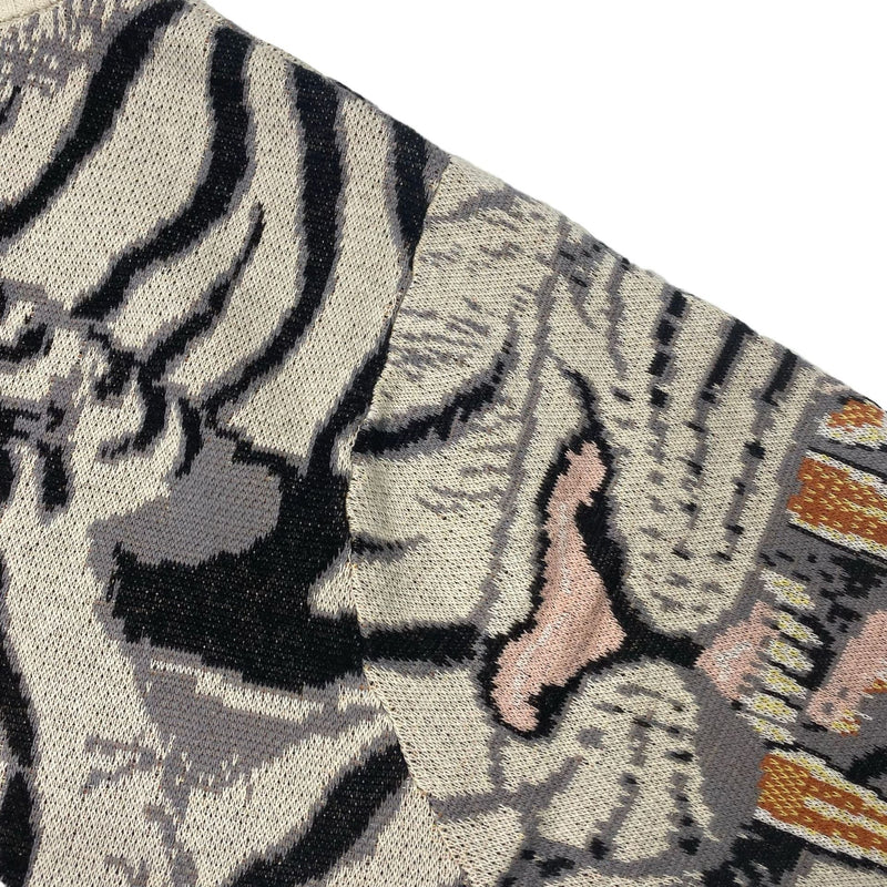 Kapital Sweater Vintage Jacquard Tiger Totem Knitted V-neck Japanese Sweaters Cardigan Jacket