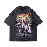 Men T-Shirt NBA Star Cartoon Print Distressed