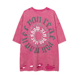 Men T-Shirt Ripped Retro Loose