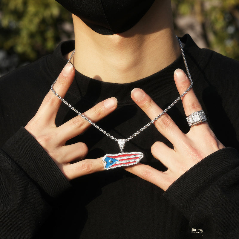 Jewelry Hip Hop Copper Flag Pendant Street Diamond Spectrum Royalty