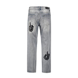 Men Jeans Skull Gesture Hip Hop