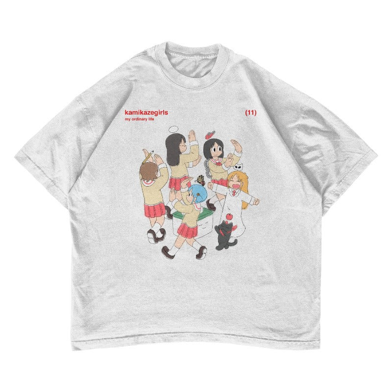 American street anime alphabet print oversized T-shirt