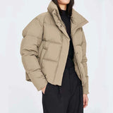 Women Cotton Coat Graceful Stand Collar Lazy Coat