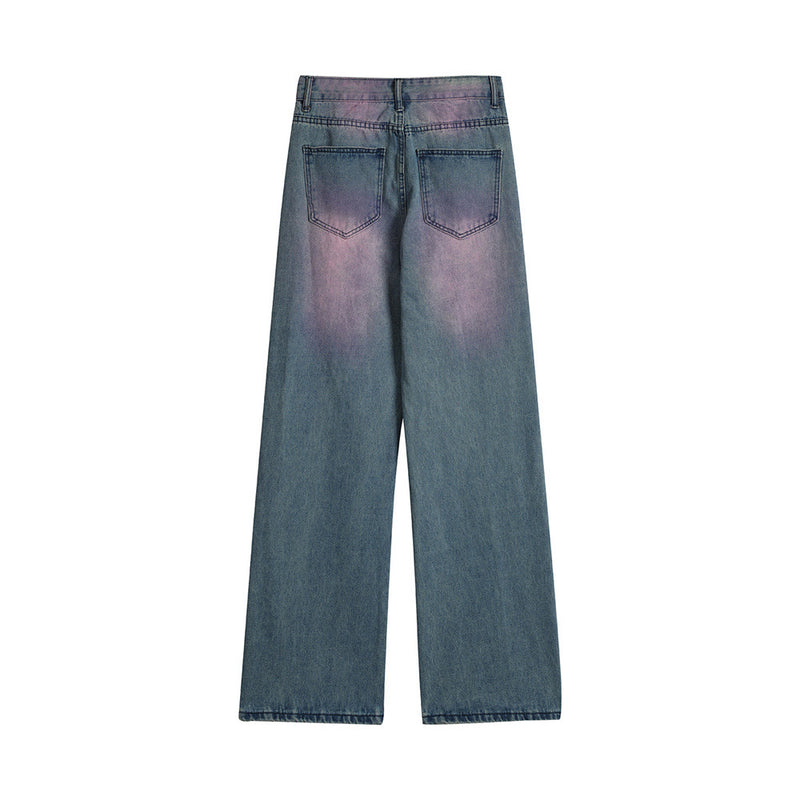 Men Jeans Retro Loose Spray Painting