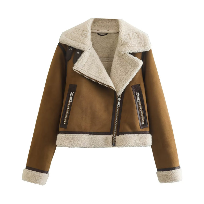 Women Cotton Coat Loose Suede Coat Lambswool