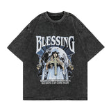 Men T-Shirt Retro Distressed Heavy Metal Angel Print