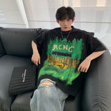 Men T Shirt Summer Loose Printed Casual