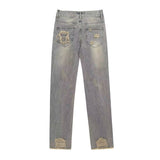 Men Jeans Ripped Leisure Loose Raw Hem Slim Fit