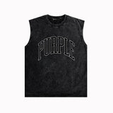 Purple Brand Distressed Tank T Shirts Distressed Sleeveless T-shirt Vest