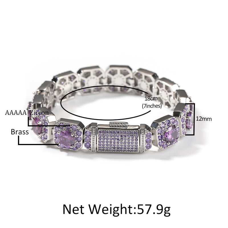 Bracelet Hip Hop Bracelet Copper with Zircon Color Spectrum St. Valentine's