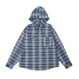 Men Long Sleeved T Shirt Striped Plaid Hooded Shirt Coat Spring and Autumn Loose Casual Long Sleeves Hooded Shirt
