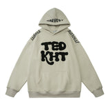 Men Fleece Lined Hoodie Embroidered Letter Hooded Sweater Men's Ins Loose Casual Autumn and Winter