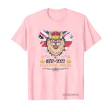Red by Queen's Platinum Jubilee 2022 Elizabeth 70 Years T-shirt Puppy Printed round Neck