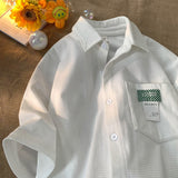 Men Shirts Waffle Shirt Versatile Loose and Handsome Coat