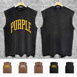 Purple Brand Distressed Tank T Shirts Distressed Sleeveless T-shirt Vest